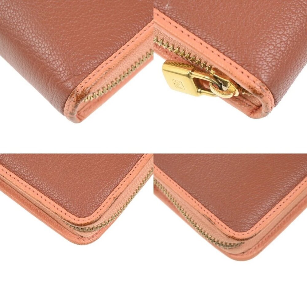 LOEWE Anagram Zipper Around Long Wallet Leather Brown Pink GHW Spain 31KB947 - Picture 7 of 14